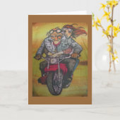 オートバイの男 カード (黄色い花)
