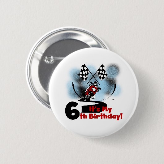 オートバイの競争の第6誕生日 缶バッジ (正面&裏面)
