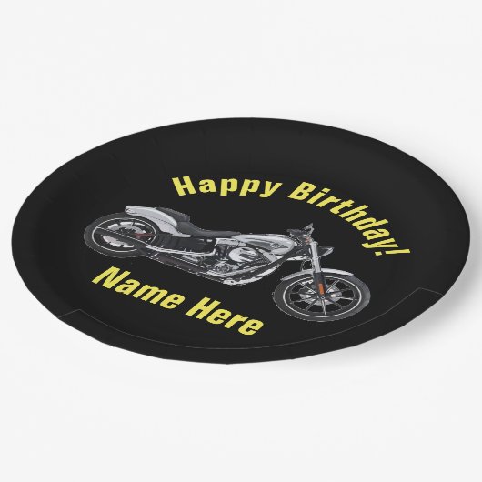 オートバイの誕生日のプレート ペーパープレート (アングル)