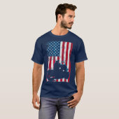 オートバイの警察シャツ – 旗の愛国心の薄さ Tシャツ (正面フル)