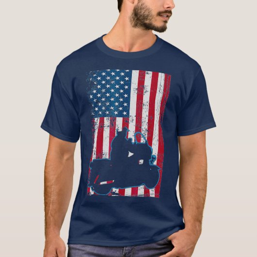 オートバイの警察シャツ – 旗の愛国心の薄さ Tシャツ (正面)