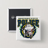 オートバイの警察 缶バッジ (正面&裏面)