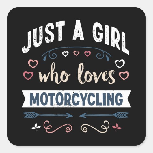 オートバイの贈り物が大好きな女おもしろいの子 スクエアシール (正面)