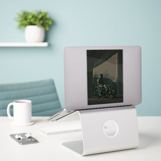 オートバイの贈り物 シール (デスク上のノートパソコン)