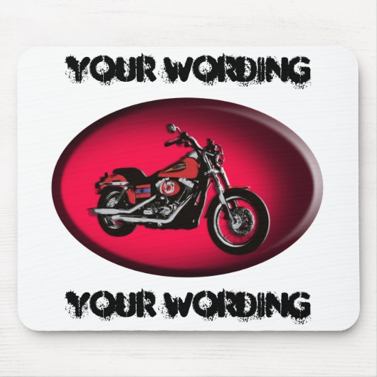 オートバイの赤い道のバイクのmousepad (言葉遣いを加えて下さい) マウスパッド (正面)