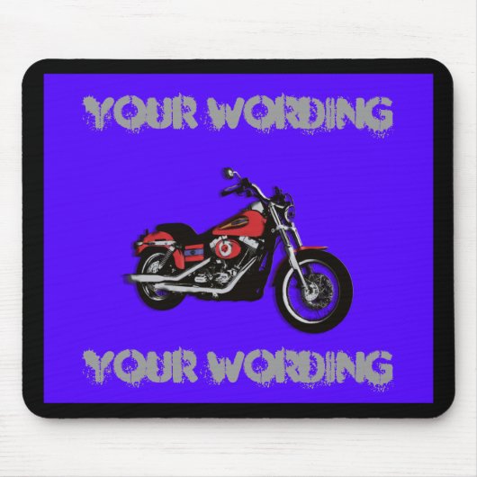 オートバイの赤い道のバイクのmousepad (言葉遣いを加えて下さい) マウスパッド (正面)