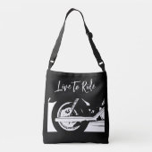 オートバイの車輪に乗るために生きる クロスボディバッグ (裏面)