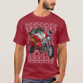 オートバイの醜いクリスマスのセーターサンタクロース Tシャツ (正面)
