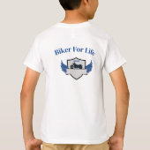 オートバイの青と灰色の落書き少年たちTシャツ Tシャツ (裏面)