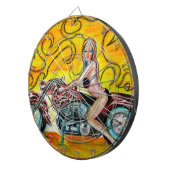 オートバイのPopartの女の子 ダーツボード (正面右)