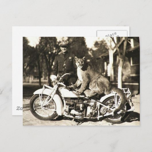 オートバイのpumaの警察官のヴィンテージ写真 ポストカード (正面/裏面)