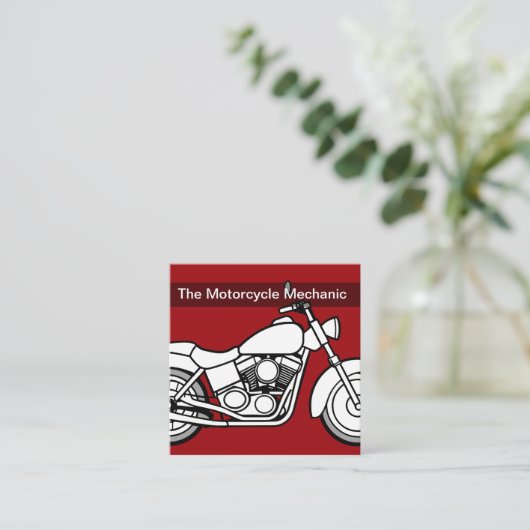 オートバイはっきりしたモダン整備士名刺 スクエア名刺 (スタンド正面)