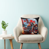 オートバイは夜はカナダ国旗で輝く クッション (椅子)