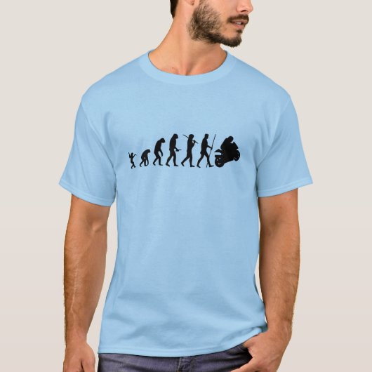 オートバイへの進化 Tシャツ (正面)