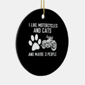 オートバイや猫のアーおもしろいトプレゼントが好き セラミックオーナメント (右)