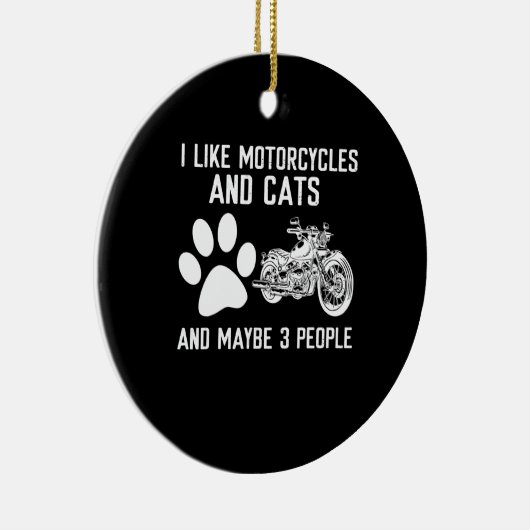 オートバイや猫のアーおもしろいトプレゼントが好き セラミックオーナメント (右)