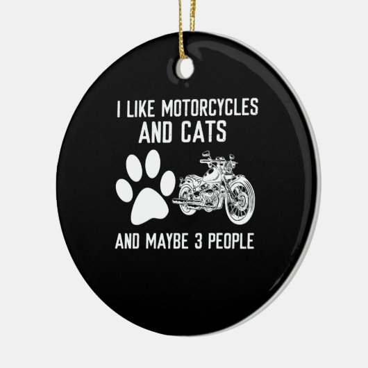 オートバイや猫のアーおもしろいトプレゼントが好き セラミックオーナメント (左)