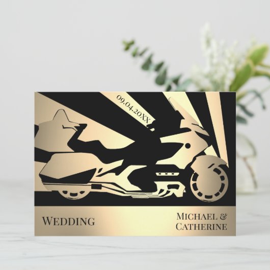オートバイをテーマにした結婚式の日の招待状 招待状 (スタンド正面)