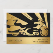 オートバイをテーマにした誕生日または任意のイベント招待状 招待状 (正面)