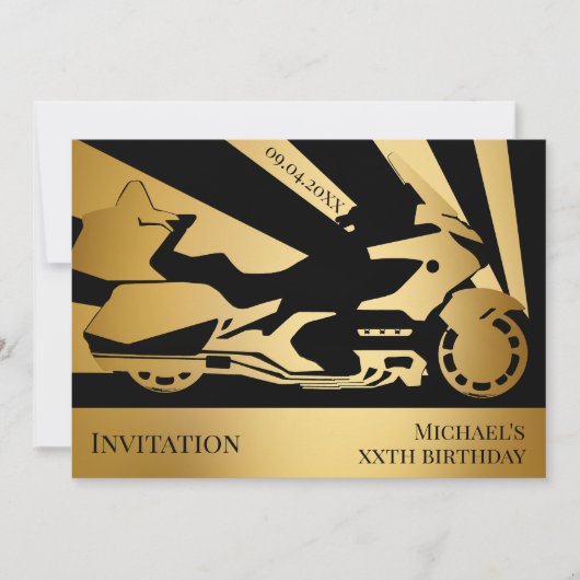 オートバイをテーマにした誕生日または任意のイベント招待状 招待状 (正面)