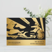 オートバイをテーマにした誕生日または任意のイベント招待状 招待状 (スタンド正面)