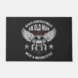 オートバイを持った老人 ドアマット