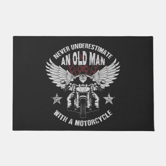 オートバイを持った老人 ドアマット (正面)