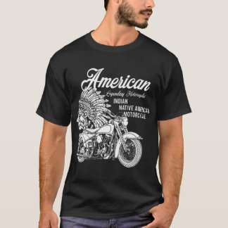 オートバイインディアン先住民アメリカバイクもしくは自転車に乗る人ギフト Tシャツ