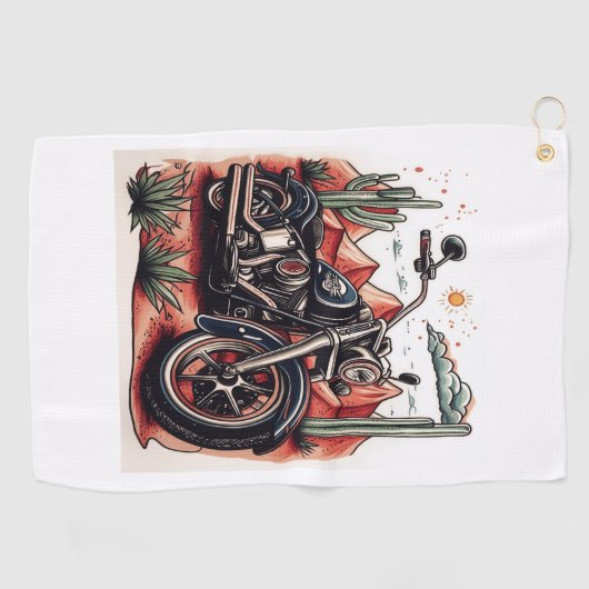 オートバイインデザートサボスウエスタンセット ゴルフタオル (横)