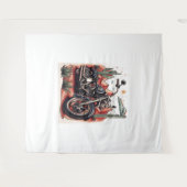 オートバイインデザートサボスウエスタンセット タペストリー (正面(横))