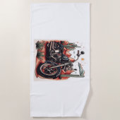 オートバイインデザートサボスウエスタンセット ビーチタオル (正面)
