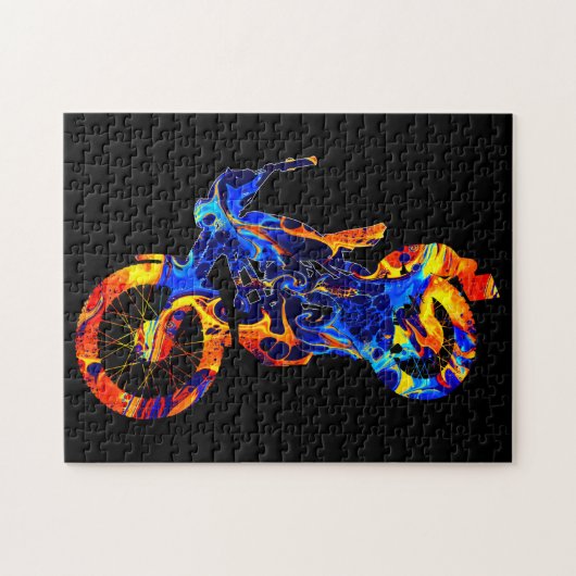 オートバイカラフルミックスネオ絵を描ン ジグソーパズル (横)