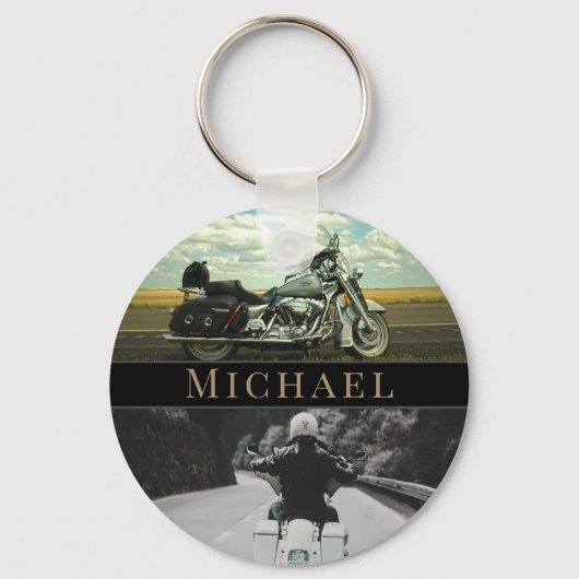 オートバイクアクセサリーバイクもしくは自転車に乗る人 キーホルダー (正面)