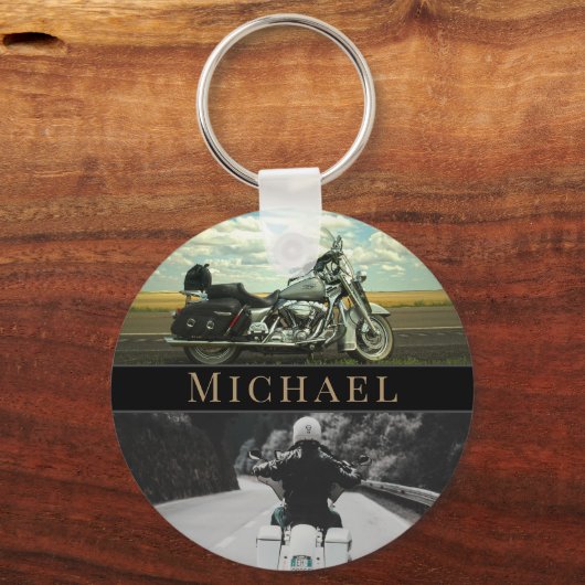 オートバイクアクセサリーバイクもしくは自転車に乗る人 キーホルダー (正面)