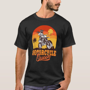 オートバイクイーンバイクもしくは自転車に乗る人ガールレーサーダートバイクモーターブ Tシャツ