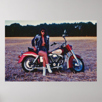 オートバイクラシックのピンナップガール ポスター