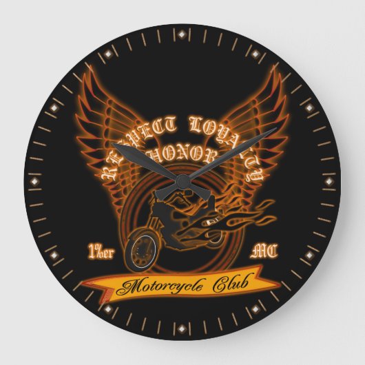 オートバイクラブバッジ ラージ壁時計 (正面)