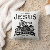 オートバイクリスチャンバイクもしくは自転車に乗る人ジョン14:6後を追イエス クッション (ブランケット)