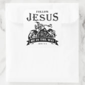 オートバイクリスチャンバイクもしくは自転車に乗る人ジョン14:6後を追イエス スクエアシール (バッグ)