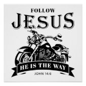 オートバイクリスチャンバイクもしくは自転車に乗る人ジョン14:6後を追イエス ポスター (正面)