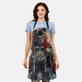 オートバイクリスマスに乗るキッチンコルソドッグ エプロン (着用した状態)