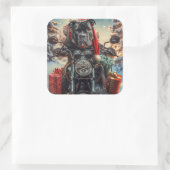 オートバイクリスマスに乗るキッチンコルソドッグ スクエアシール (バッグ)