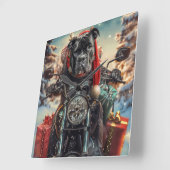 オートバイクリスマスに乗るキッチンコルソドッグ スクエア壁時計 (傾斜)