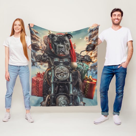オートバイクリスマスに乗るキッチンコルソドッグ フリースブランケット (インサイチュ)
