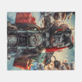 オートバイクリスマスに乗るキッチンコルソドッグ フリースブランケット (正面(横))