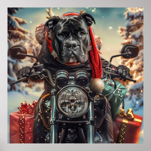 オートバイクリスマスに乗るキッチンコルソドッグ ポスター (正面)