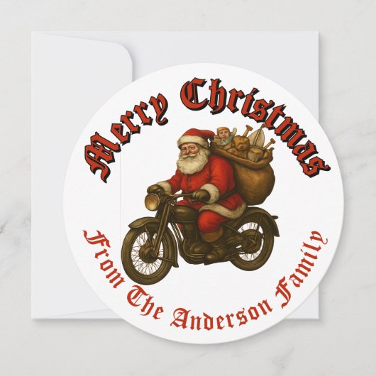 オートバイクリスマスのサンタクロース シーズンカード (正面)