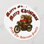 オートバイクリスマスのサンタクロース シーズンカード (正面/裏面)
