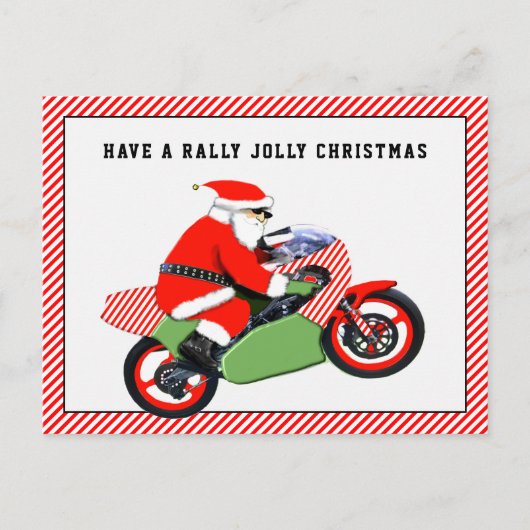 オートバイクリスマスホリデーカード シーズンポストカード (正面)