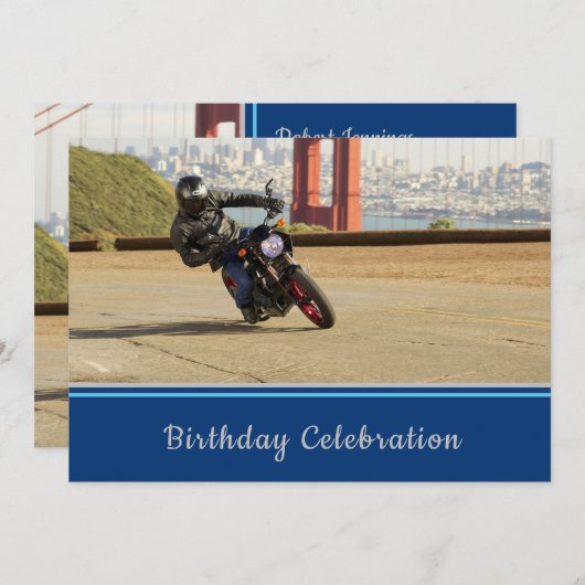オートバイクルージング誕生日招待状 招待状 (正面/裏面)